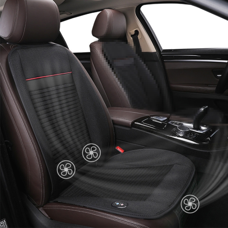 

Car 12V Cushion Summer Ventilation USB Refrigeration Blowing Breathable Ice Silk Seat Cover (Black)