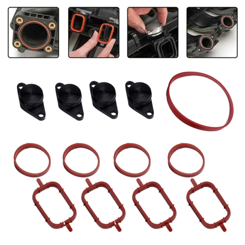 

4x22mm Car Swirl Flap Air Intake Aluminum Gasket Remove Repair Kit(Black)