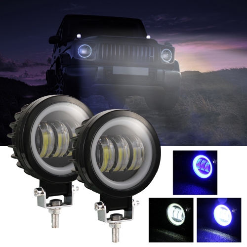 

2 PCS Car 4 inch Round Spotlight Work Light with Angel Eyes (Blue Light)