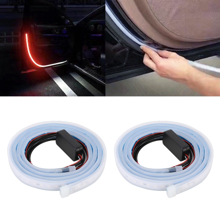 

2 PCS 1.2m Car Auto Universal Red + White Light Door Edge Light Decorative Lamp, DC12V 6W
