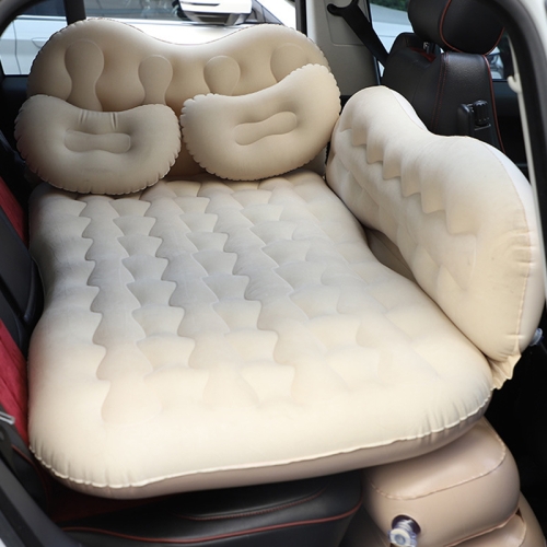 

Universal Car Travel Inflatable Mattress Air Bed Camping Back Seat Couch with Head Protector + Wide Side Baffle (Beige)