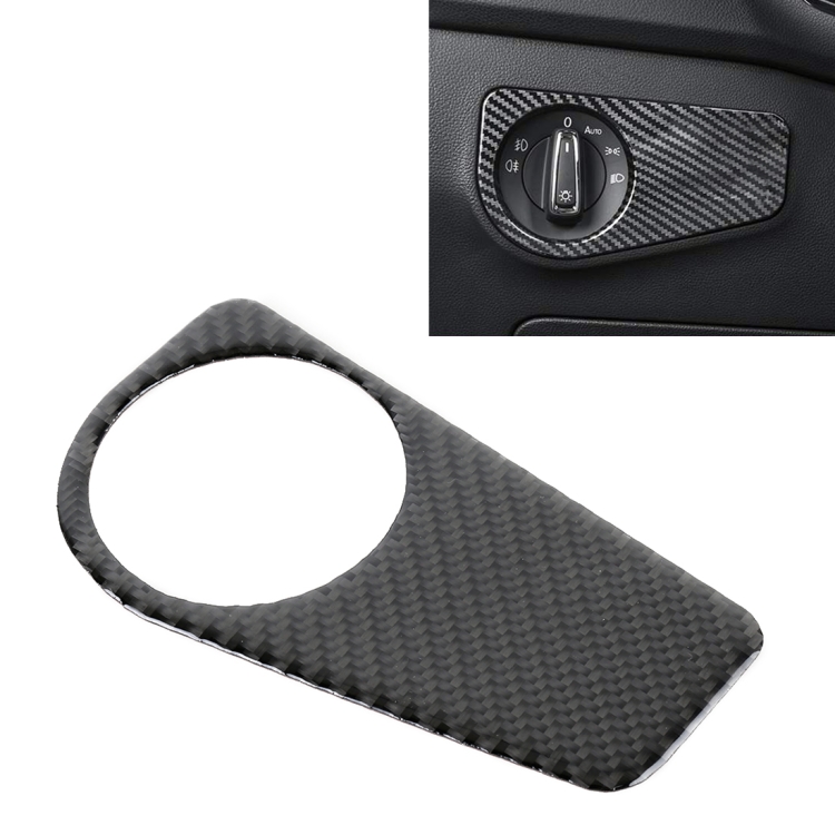 

Car Carbon Fiber Headlight Switch Panel Decorative Sticker for Volkswagen Tiguan L, Low Configuration