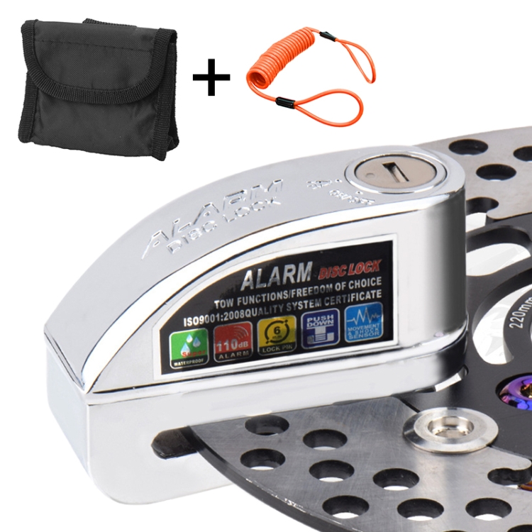 

Motorcycles / Bicycle Anti-theft Lock Alarm Disc Brakes Lock with Cable and Bag (Silver)