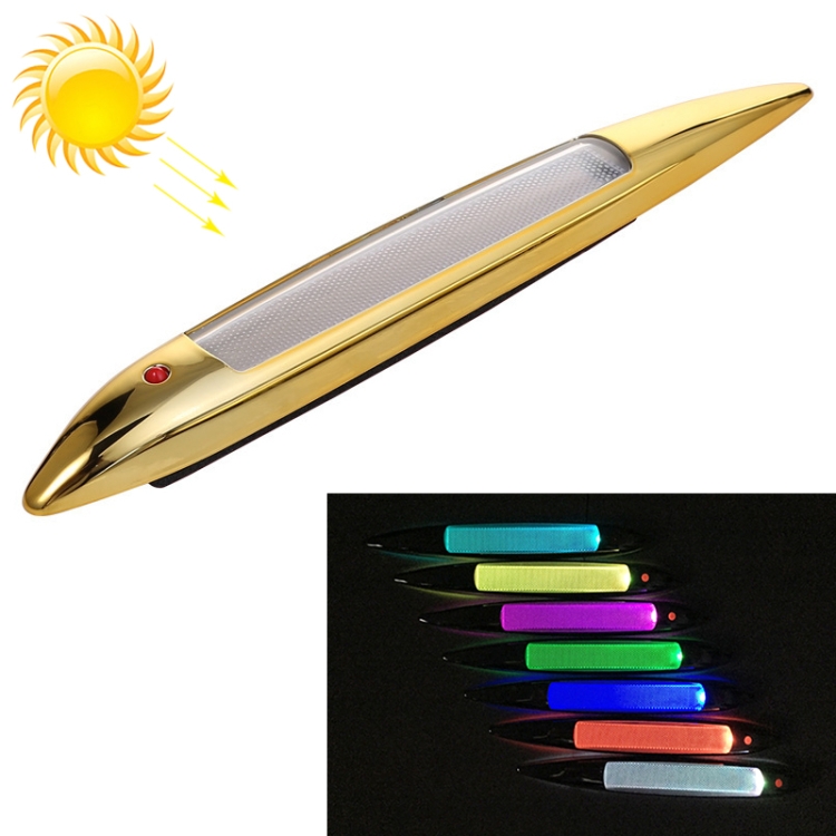 

Car Shark Gill Warning Lights Solar Decorative Lights Car Door Anti-collision Rear-end Collision LED Dlashing Lamp (Gold)