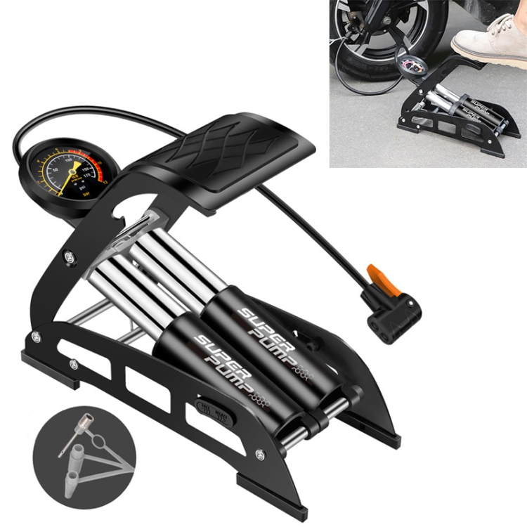 

54B-01 Car / Motorcycle / Bicycle Portable High Pressure Double Pipe Inflatable Cylinder Pedal Air Pump