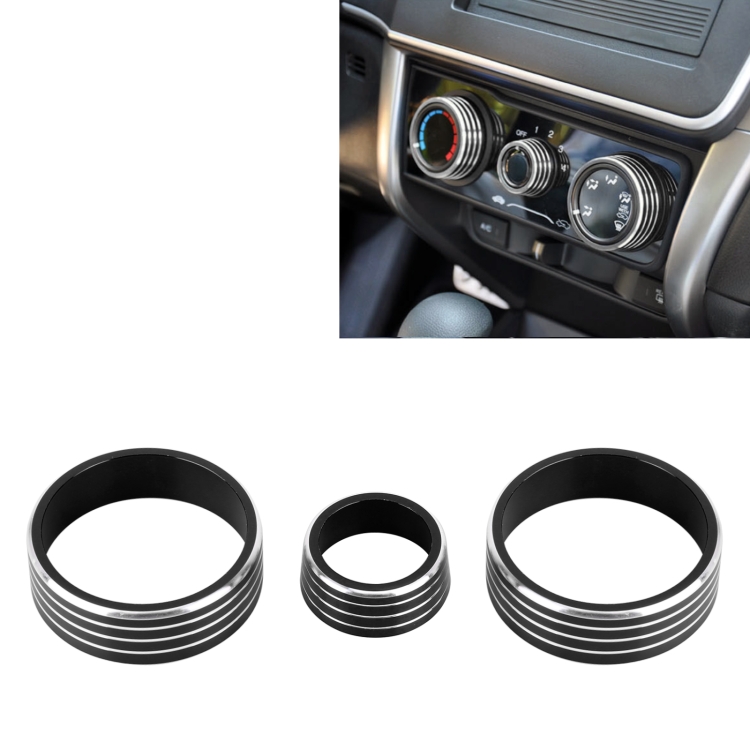 

3 PCS Car Aluminum Alloy Air Conditioner Knob Case for Honda VEZEL / XR-V / Fit / GIENIA / City(Black)