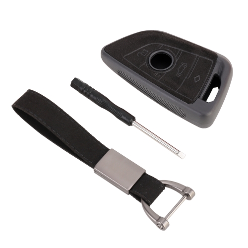 

Car Flocking Plastic Knife-shaped Key Protective Cover Three Buttons for BMW (Black)