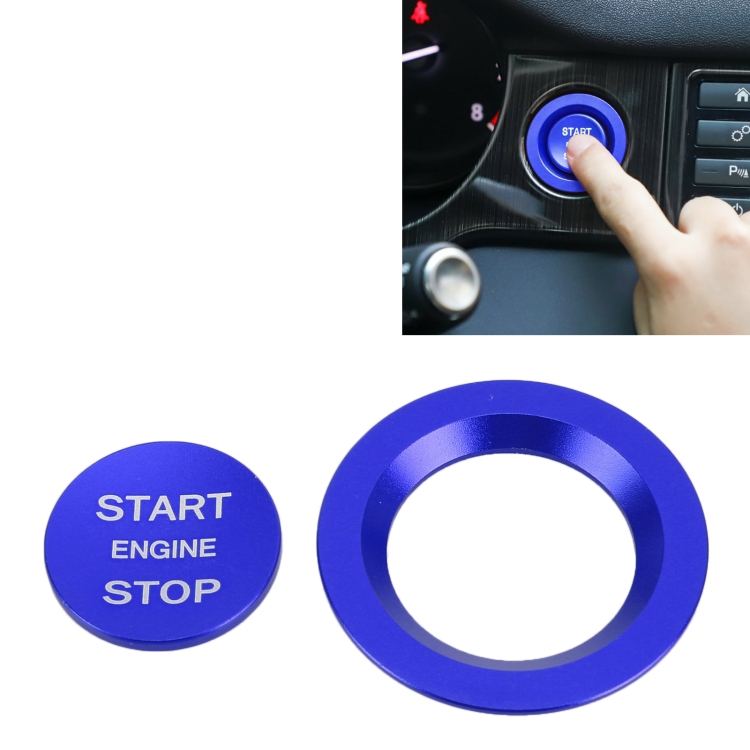 

Car Engine Start Key Push Button Ring Trim Metal Sticker Decoration for Land Rover/Jaguar (Blue)