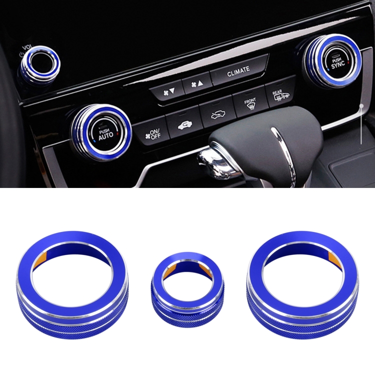 

3 PCS Car Metal Air Conditioner Knob Case for Honda CR-V 2017(Blue)
