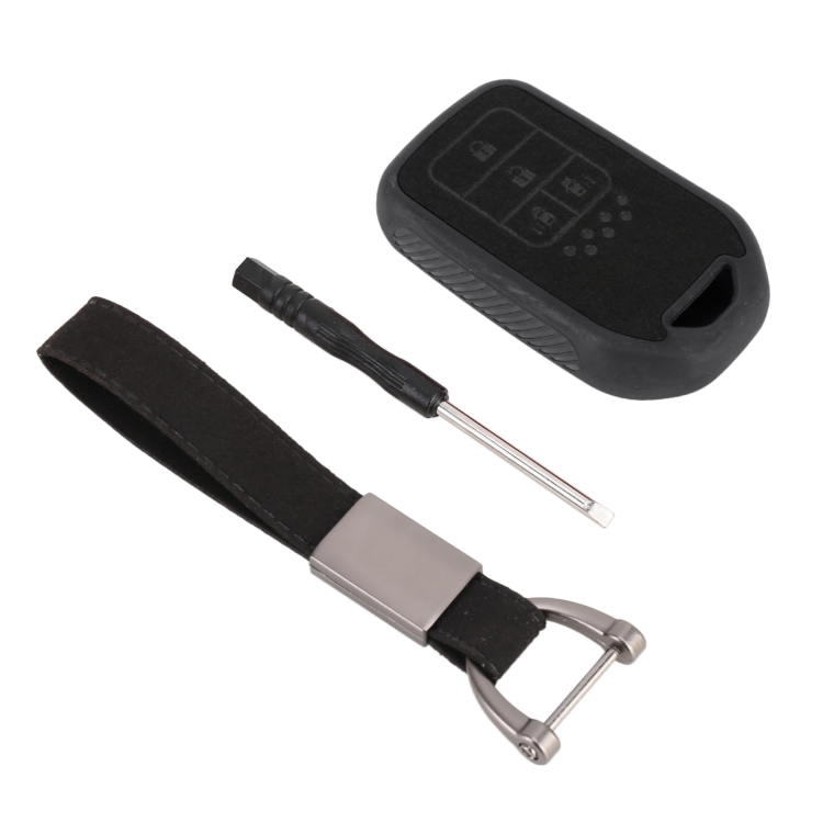 

Car Flocking Plastic Knife-shaped Key Protective Cover Four Button with Left And Right Sliding Door Keys for Honda (Black)