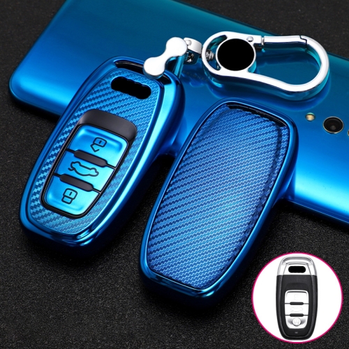 

For Audi Smart 3-button C Version Car TPU Key Protective Cover Key Case with Key Ring (Blue)