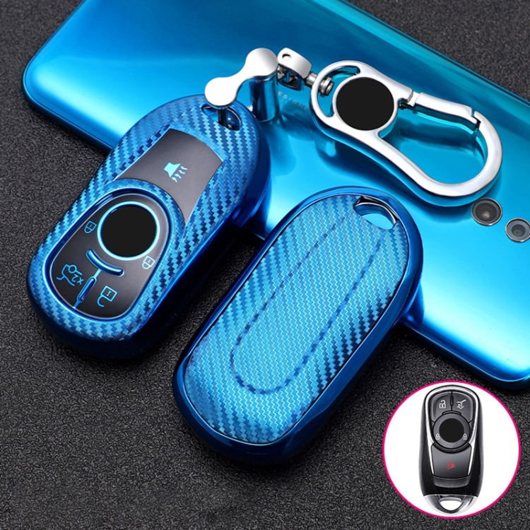 

For Buick Smart 4-button Car TPU Key Protective Cover Key Case with Key Ring (Blue)