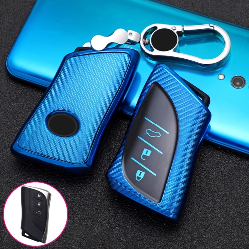 

For Lexus Smart 3-button Car TPU Key Protective Cover Key Case with Key Ring (Blue)