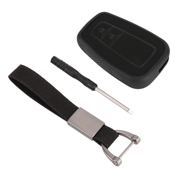 

Car Flocking Plastic Key Protective Cover Two Buttons for Toyota, Style 1 (Black)