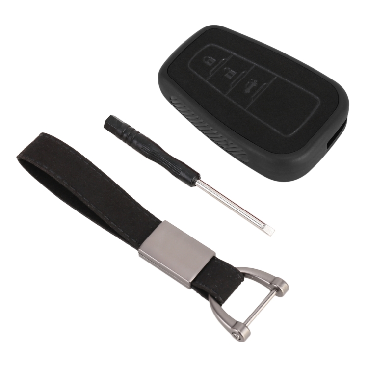 

Car Flocking Plastic Key Protective Cover Three Buttons for Toyota, Style 1 (Black)