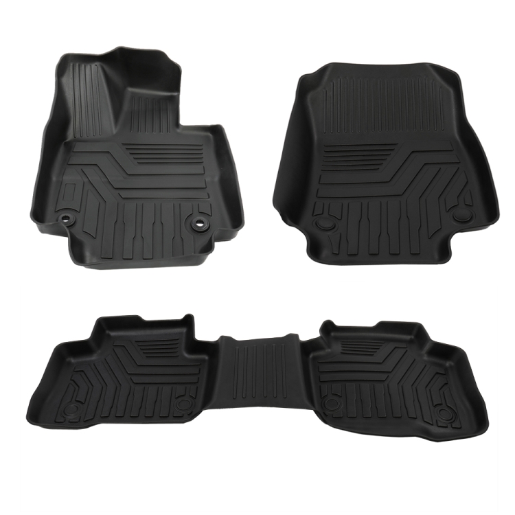 

[US Warehouse] 3 PCS Floor Mat Black Rubber ALL Weather Liner for Toyota Tundra CrewMax / RAV4