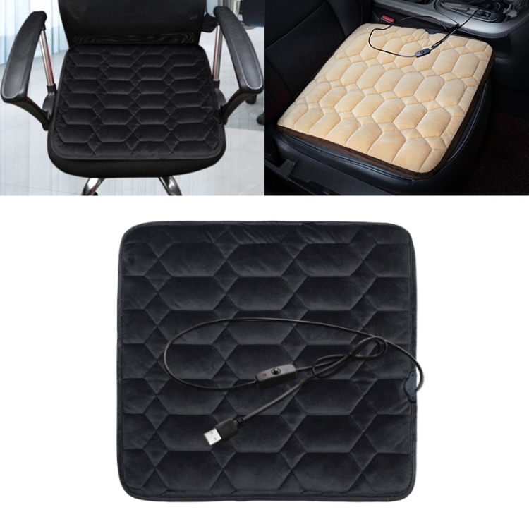 

Car USB Seat Heater Cushion Warmer Cover Winter Heated Warm Mat, Style: Square (Black)