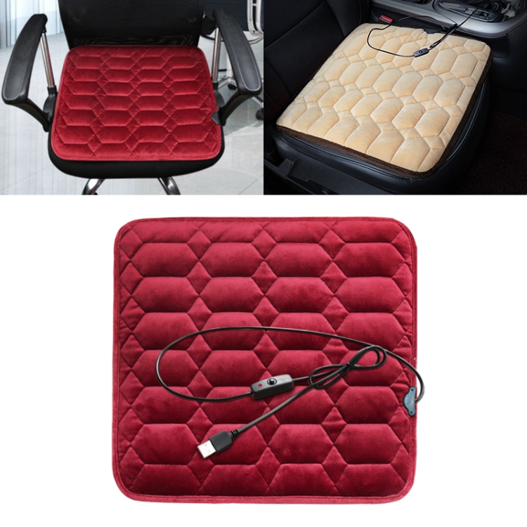 

Car USB Seat Heater Cushion Warmer Cover Winter Heated Warm Mat, Style: Square (Red)