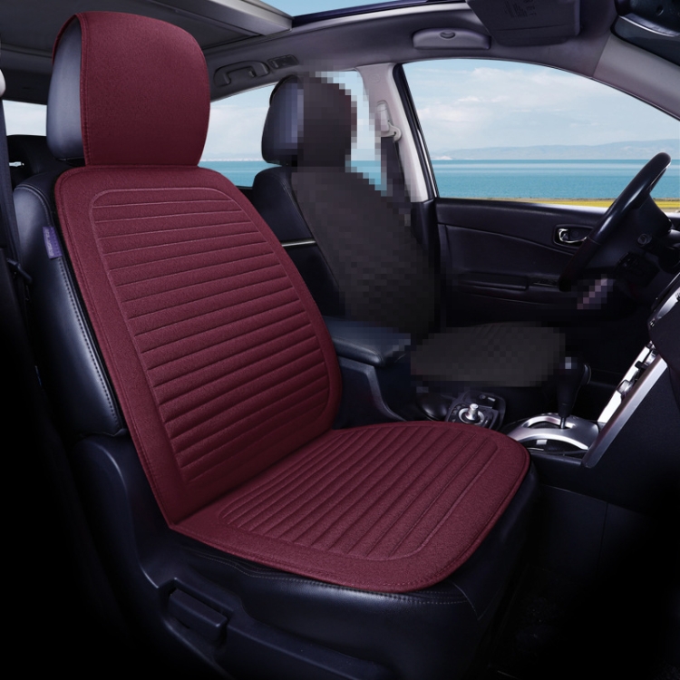 

Car Four Seasons Linen Fabric Front Seat Cushion (Wine Red)