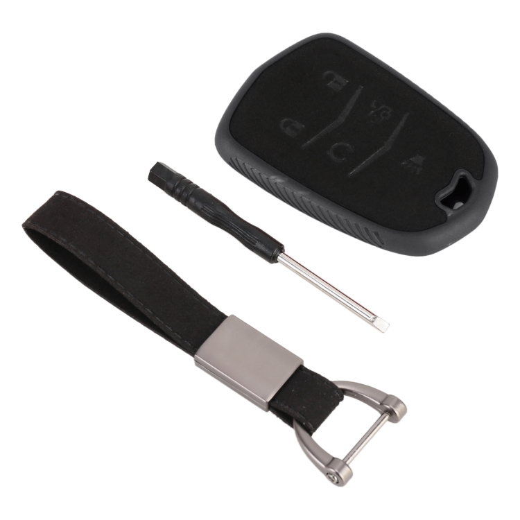 

Car Flocking Plastic Key Protective Cover Five Buttons for Cadillac(Black)