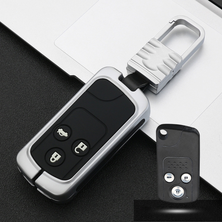 

Car Luminous All-inclusive Zinc Alloy Key Protective Case Key Shell for Honda A Style Smart 3-button (Silver)