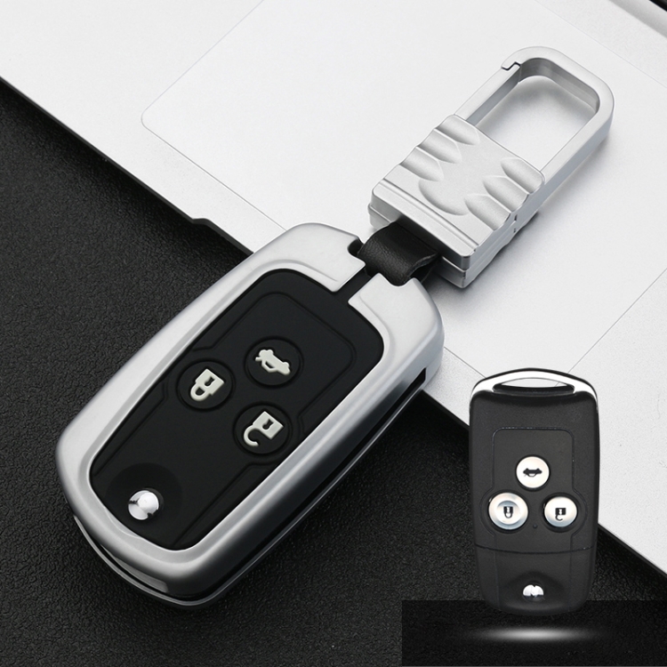 

Car Luminous All-inclusive Zinc Alloy Key Protective Case Key Shell for Honda C Style Folding 3-button (Silver)
