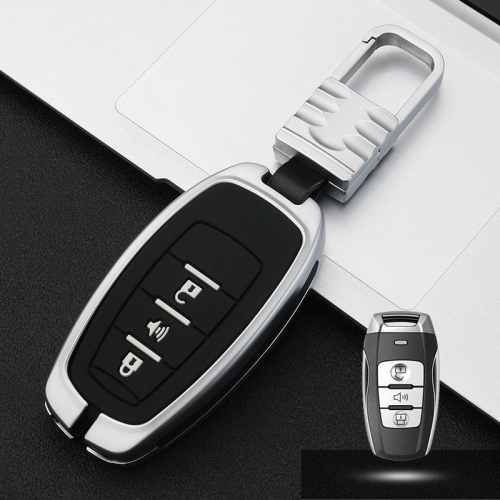 

Car Luminous All-inclusive Zinc Alloy Key Protective Case Key Shell for Haval B Style Smart 3-button (Silver)