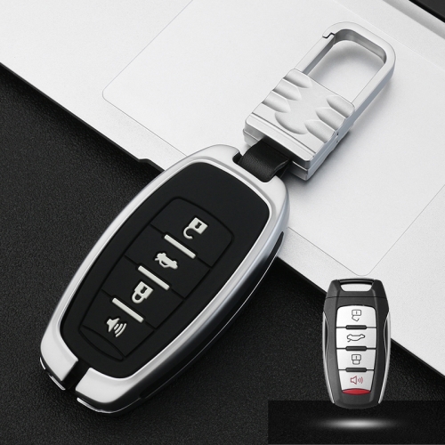 

Car Luminous All-inclusive Zinc Alloy Key Protective Case Key Shell for Haval C Style Smart 4-button (Silver)