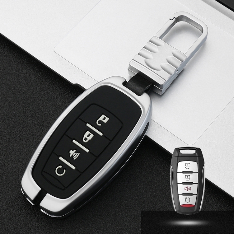 

Car Luminous All-inclusive Zinc Alloy Key Protective Case Key Shell for Haval D Style Smart 4-button (Silver)