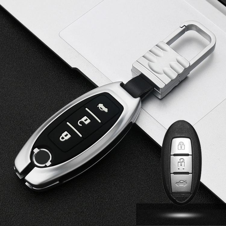 

Car Luminous All-inclusive Zinc Alloy Key Protective Case Key Shell for Nissan C Style Smart 3-button (Silver)