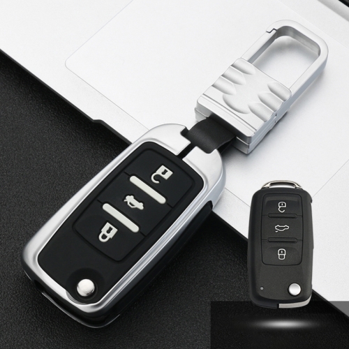 

Car Luminous All-inclusive Zinc Alloy Key Protective Case Key Shell for Volkswagen A Style Smart 3-button (Silver)