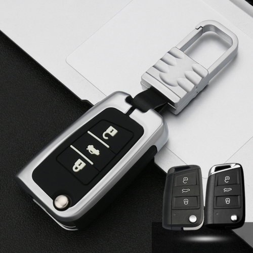 

Car Luminous All-inclusive Zinc Alloy Key Protective Case Key Shell for Volkswagen B Style Smart 3-button (Silver)