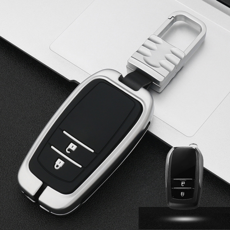 

Car Luminous All-inclusive Zinc Alloy Key Protective Case Key Shell for Toyota A Style Smart 2-button (Silver)