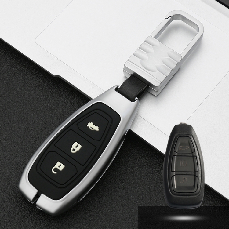 

Car Luminous All-inclusive Zinc Alloy Key Protective Case Key Shell for Ford A Style Smart 3-button (Silver)
