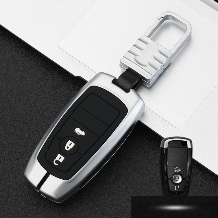 

Car Luminous All-inclusive Zinc Alloy Key Protective Case Key Shell for Ford G Style Smart 3-button (Silver)