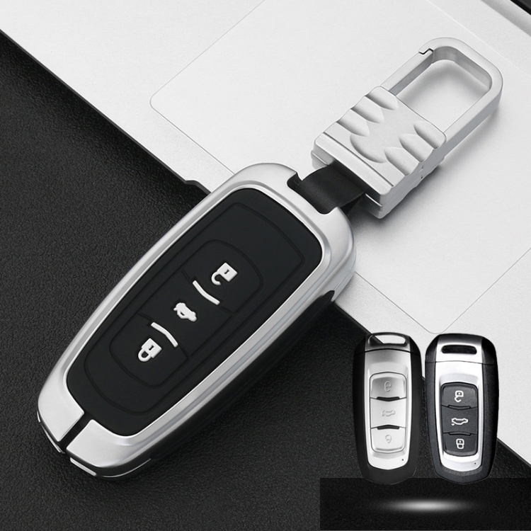

Car Luminous All-inclusive Zinc Alloy Key Protective Case Key Shell for Geely A Style Smart 3-button (Silver)