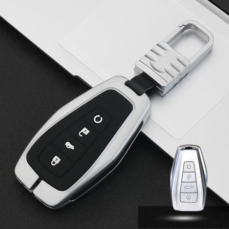 

Car Luminous All-inclusive Zinc Alloy Key Protective Case Key Shell for Geely B Style Smart 4-button (Silver)