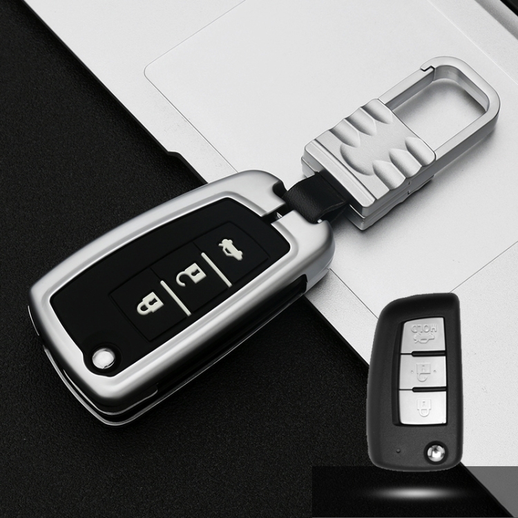 

Car Luminous All-inclusive Zinc Alloy Key Protective Case Key Shell for Nissan F Style Folding 3-button (Silver)