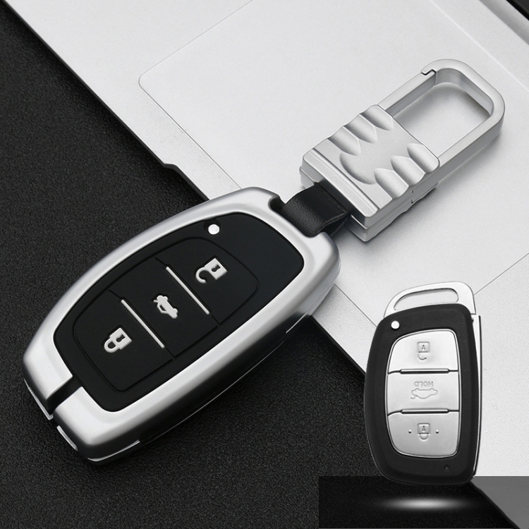 

Car Luminous All-inclusive Zinc Alloy Key Protective Case Key Shell for Hyundai B Style Smart 3-button (Silver)