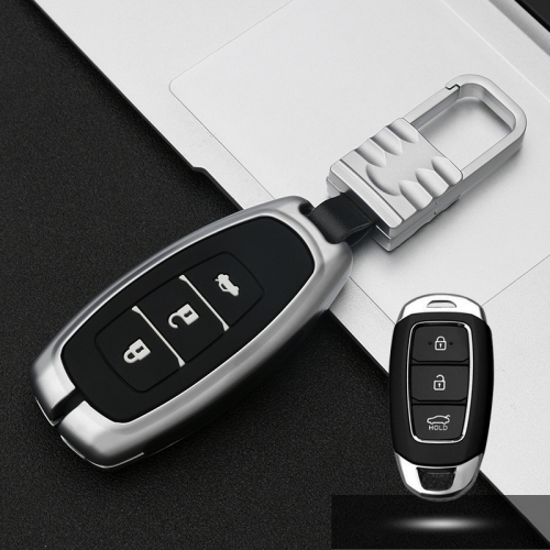 

Car Luminous All-inclusive Zinc Alloy Key Protective Case Key Shell for Hyundai I Style Smart 3-button (Silver)