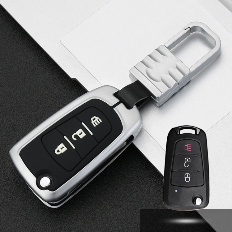

Car Luminous All-inclusive Zinc Alloy Key Protective Case Key Shell for Great Wall Folding 3-button (Silver)