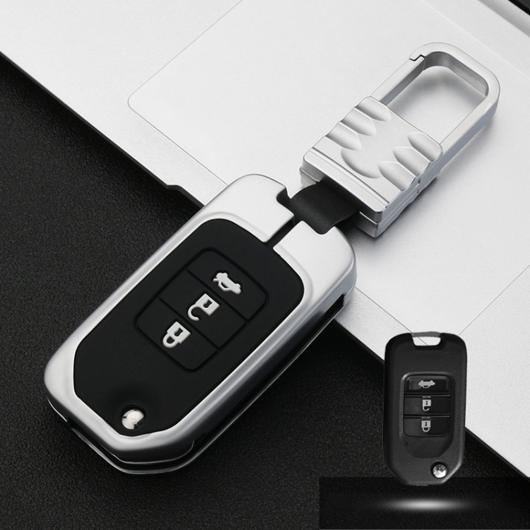 

Car Luminous All-inclusive Zinc Alloy Key Protective Case Key Shell for Honda A Style Folding 3-button (Silver)