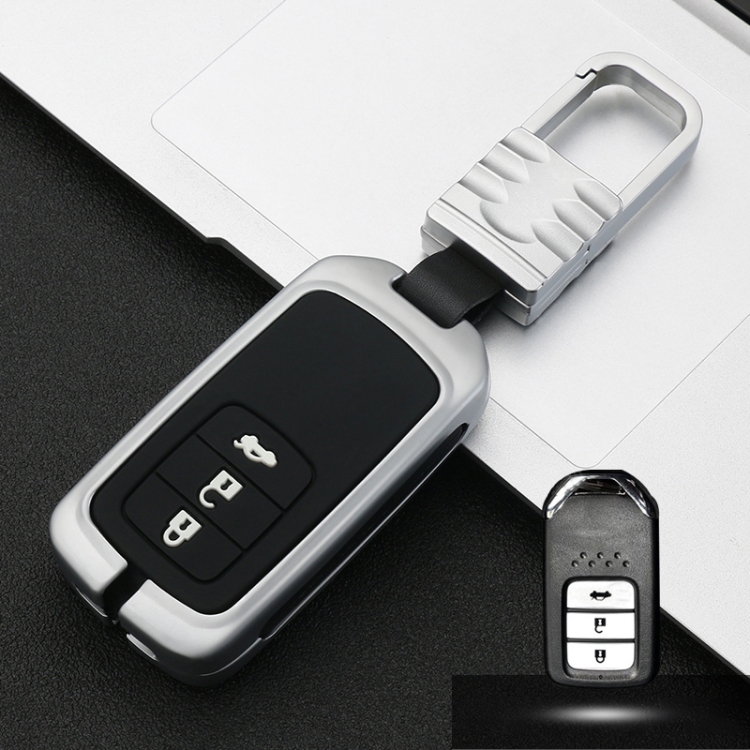 

Car Luminous All-inclusive Zinc Alloy Key Protective Case Key Shell for Honda A Style Smart 3-button (Silver)