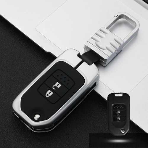 

Car Luminous All-inclusive Zinc Alloy Key Protective Case Key Shell for Honda B Style Folding 2-button (Silver)