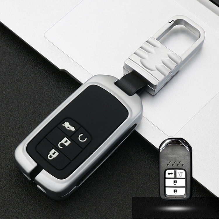 

Car Luminous All-inclusive Zinc Alloy Key Protective Case Key Shell for Honda E Style Smart 4-button (Silver)