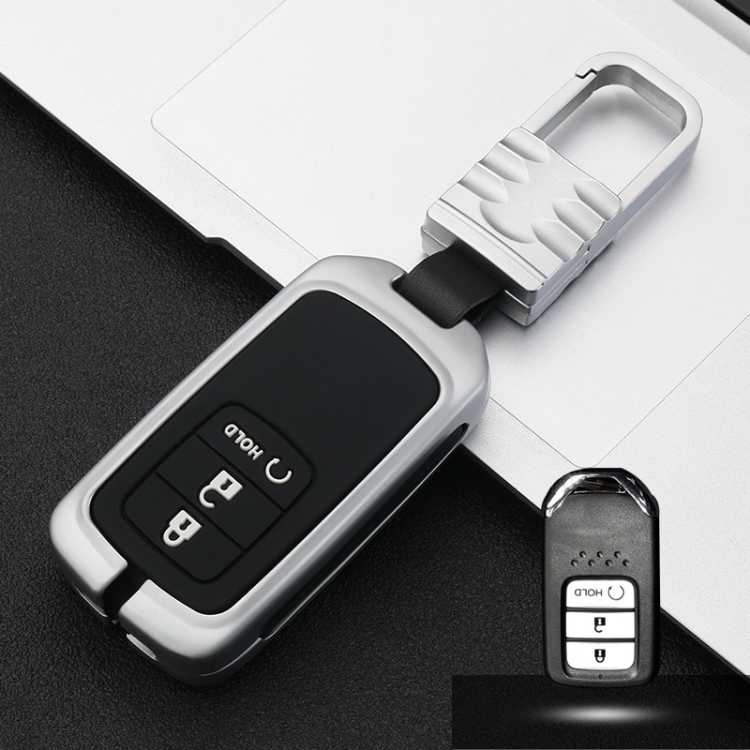 

Car Luminous All-inclusive Zinc Alloy Key Protective Case Key Shell for Honda F Style Smart 3-button (Silver)