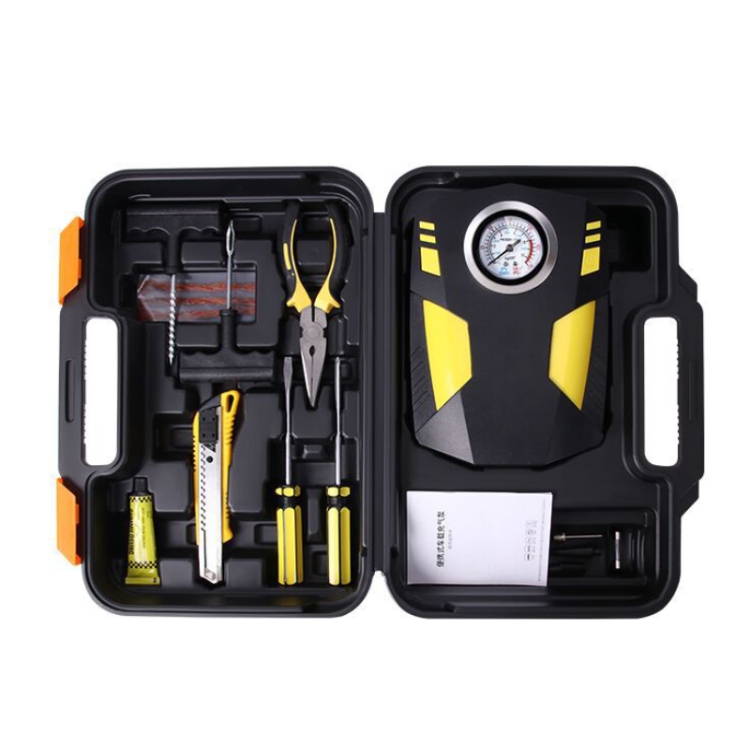 

Car 12V Portable Inflatable Cylinder Pedal Pointer Air Pump with Light & Tool Box