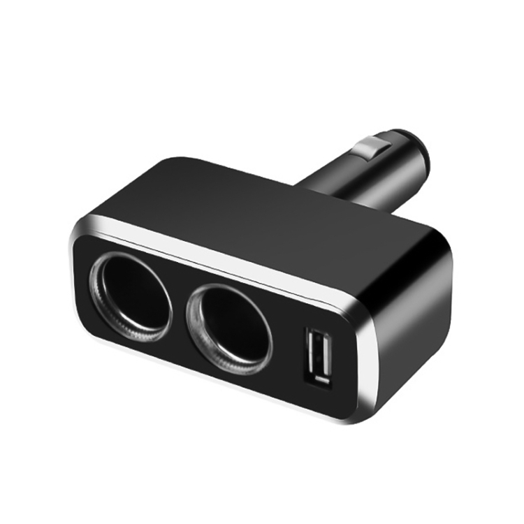 

SHUNWEI SD-1909 80W 0.8A Car 2 in 1 USB Charger 90 Degree Free Rotation Cigarette Lighter (Black)