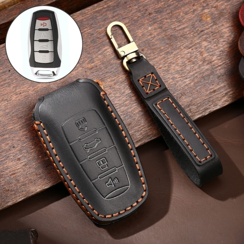 

Hallmo Car Cowhide Leather Key Protective Cover Key Case for Haval H6 (Black)