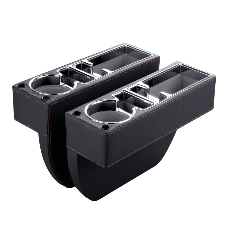 

Car Multi-functional Console PU Leather Box Cup Holder Seat Gap Side Storage Box (Black)